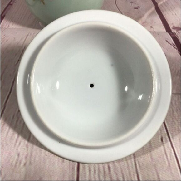 Vintage Green Ceramic Handled Mug with Lid Bird Floral Design - Picture 9 of 9